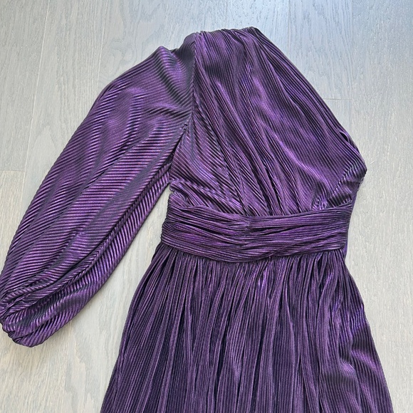 Bronx and Banco Purple Metallic One Shoulder Florence Maxi Dress Gown SMALL - Picture 5 of 10